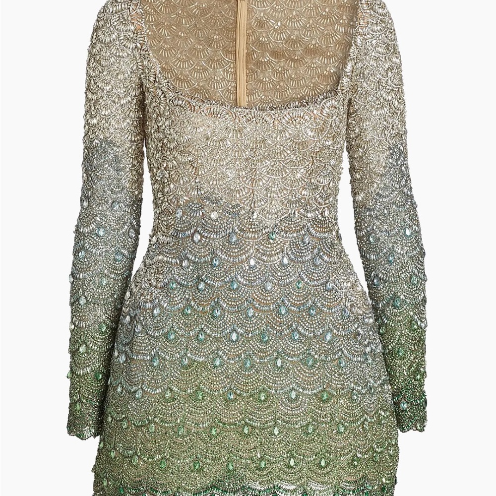 OSCAR DE LA RENTA Crystal Embroide Cocktail Olivine Dress NWT 2
